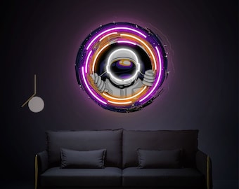 Astronaut Neon Sign, Cosmic Black Hole Neon Sign, bedroom wall decor, living room wall decor, Custom neon sign, Neon sign wall decor light