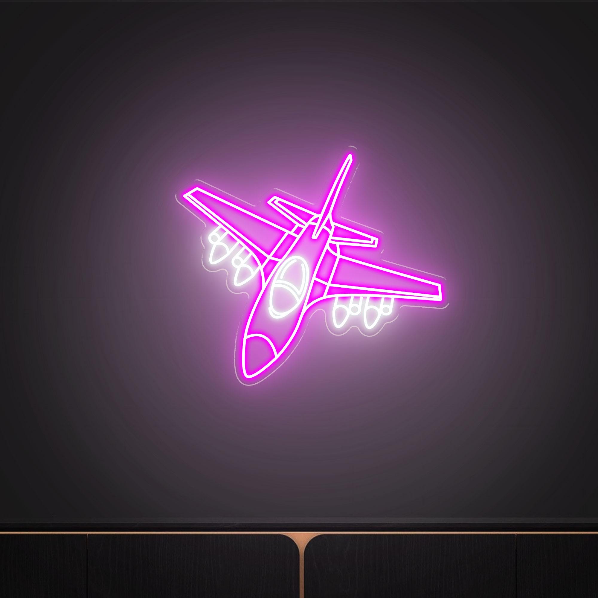 Modern Fighter Jet Aircraft Neon Sign, Attack Aircraft Decor