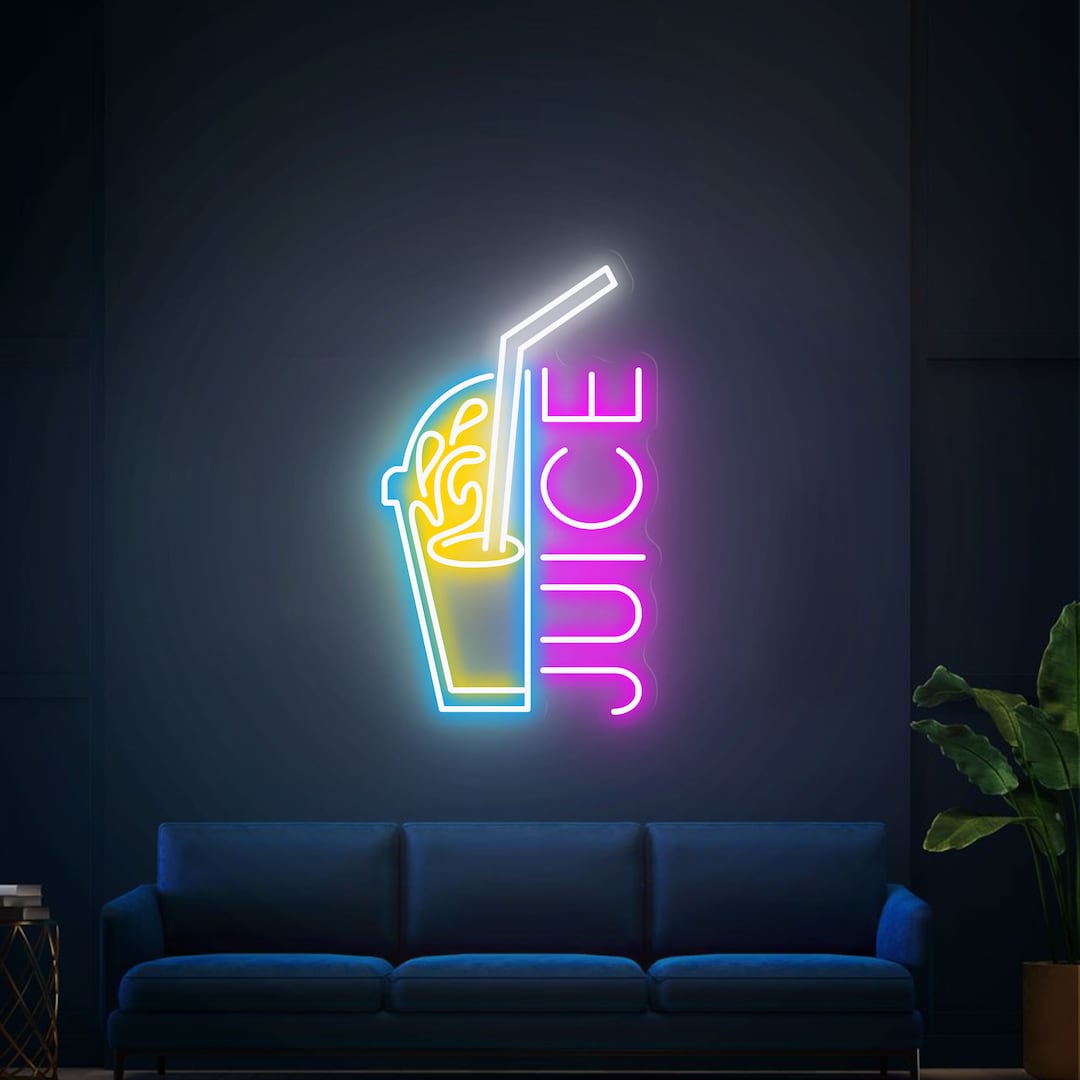 Juice Neon Sign Juice Bar Led Sign Juice Wall Decor Juice Etsy