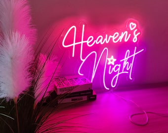 Heaven's Night Neon Sign | custom neon lights sign | wedding neon sign | LED Neon Sign Bedroom, Game Room Wall Decoration