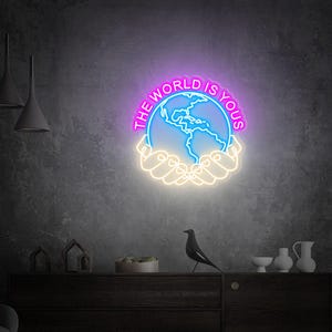 The World Is Yours Neon Sign, Wedding Neon Sign, Earth Neon Sign, Neon Sign Bedroom, Wedding Gift, Custom Wedding Decor, Home Decor