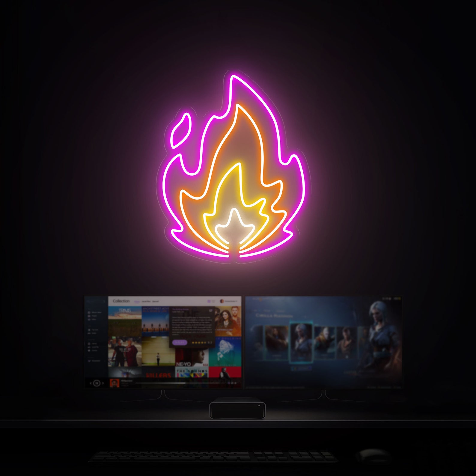 Fire LED Neon Sign | Flame Neon Wall Art | Aesthetic Room Decor | Wall ...