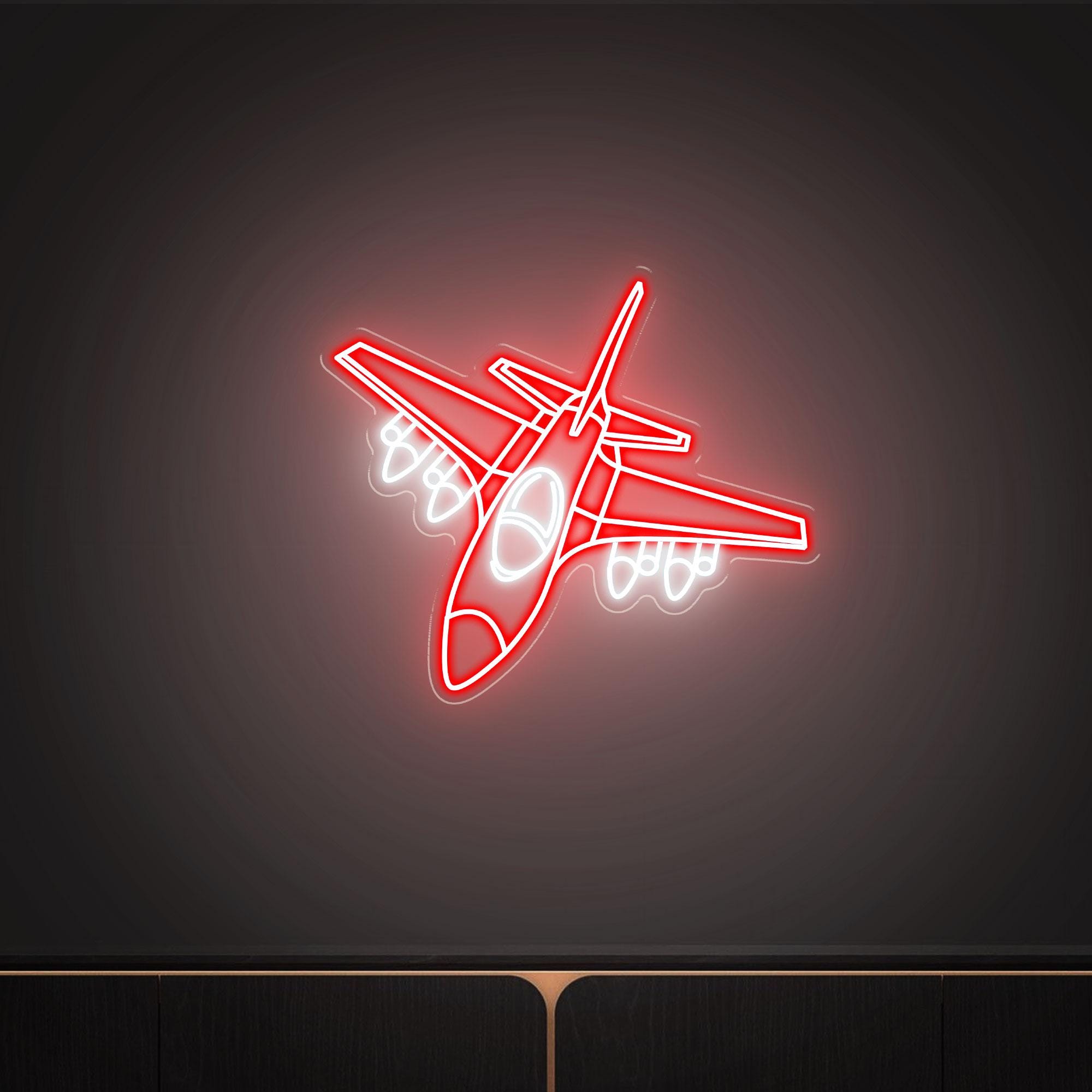 Modern Fighter Jet Aircraft Neon Sign, Attack Aircraft Decor