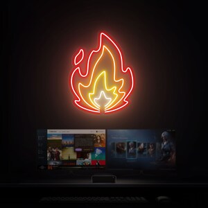 Fire LED Neon Sign | Flame Neon Wall Art | Aesthetic Room Decor | Wall Hanging Light - Choose your color, size and control your brightness!