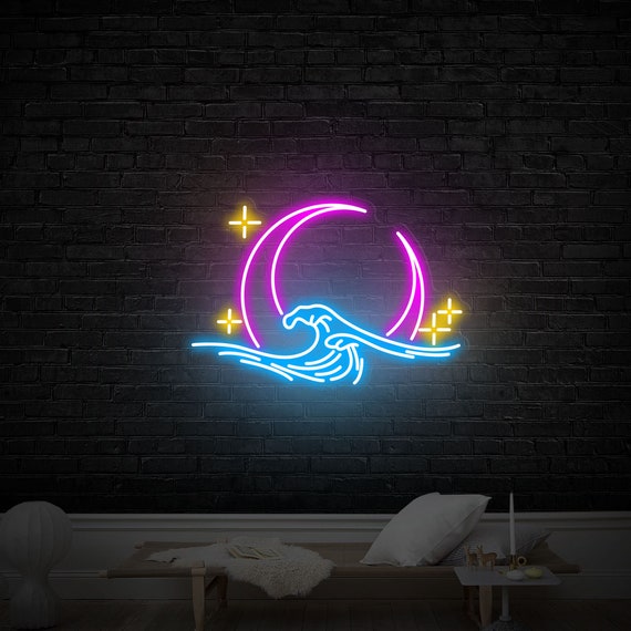 Neon moon wall light deals
