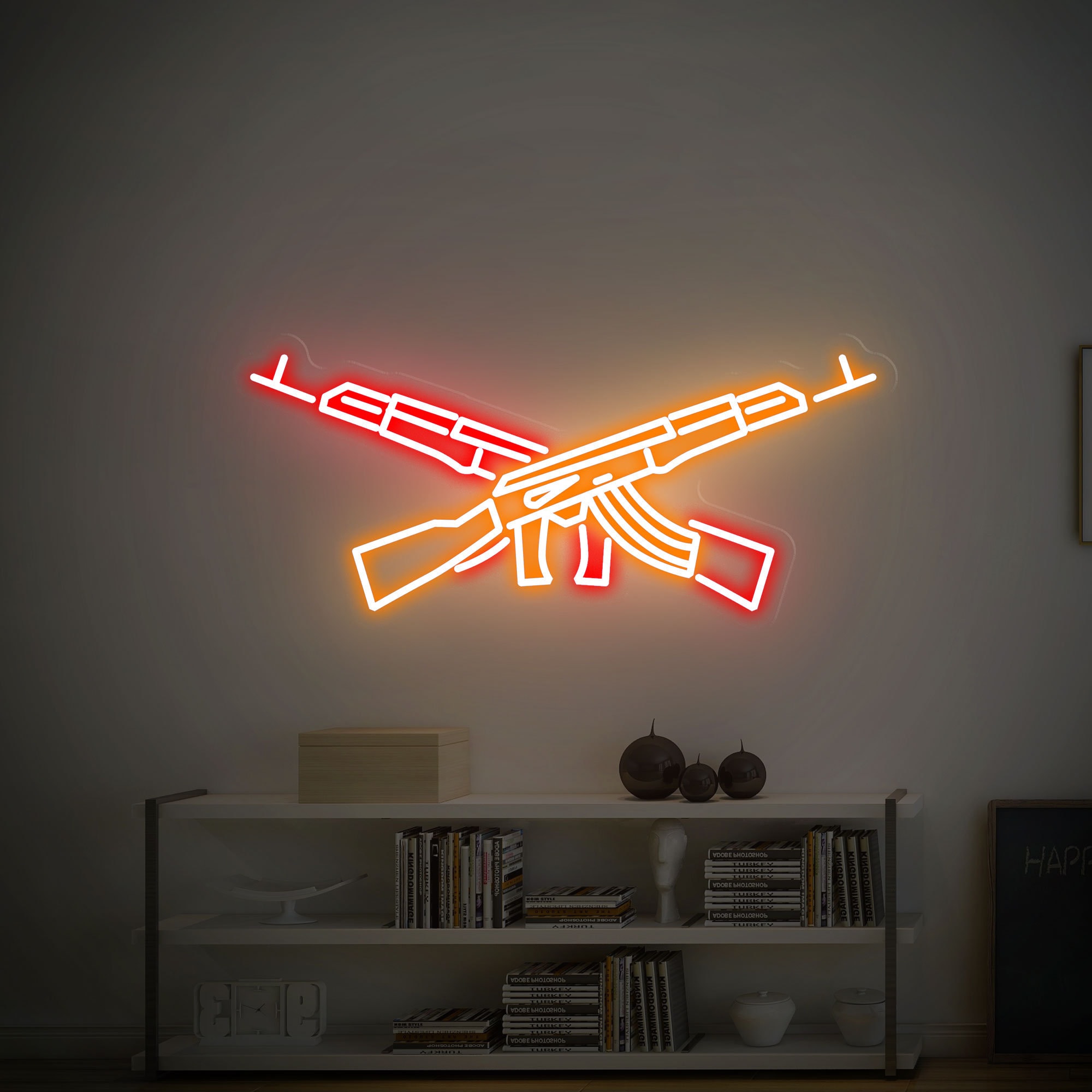 Gun Neon Signs AK 47 Neon Gun Wall Art Décor Neon Custom Ak47 Wall Art ...