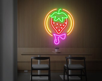 Insegne Luminose Lampada Al Neon A LED Con Frutta, A Forma Di Ciliegia, Pesca, USB, Alimentato A Batteria, Arte Da Parete Per Decorazioni Per Feste In Negozio (Taglia : B