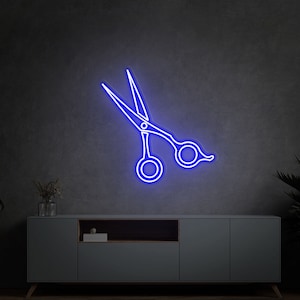 Insegna al neon con forbici, Insegna a LED con forbici, Insegna luminosa con forbici, Insegna al neon per salone di bellezza, Insegna al neon per barbiere, Insegna luminosa per salone, Insegna a LED da parete