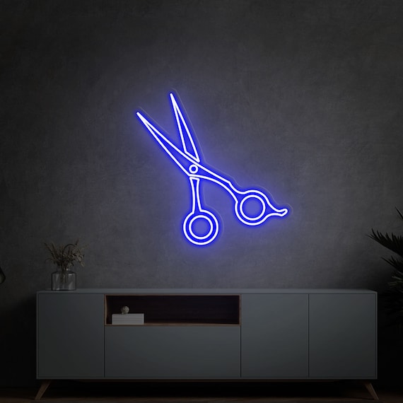 LED Neon „Open“ Schild Mit Scherensymbol – Für Friseur, Salon, Laden – Batteriebetrieben, Wetterfest