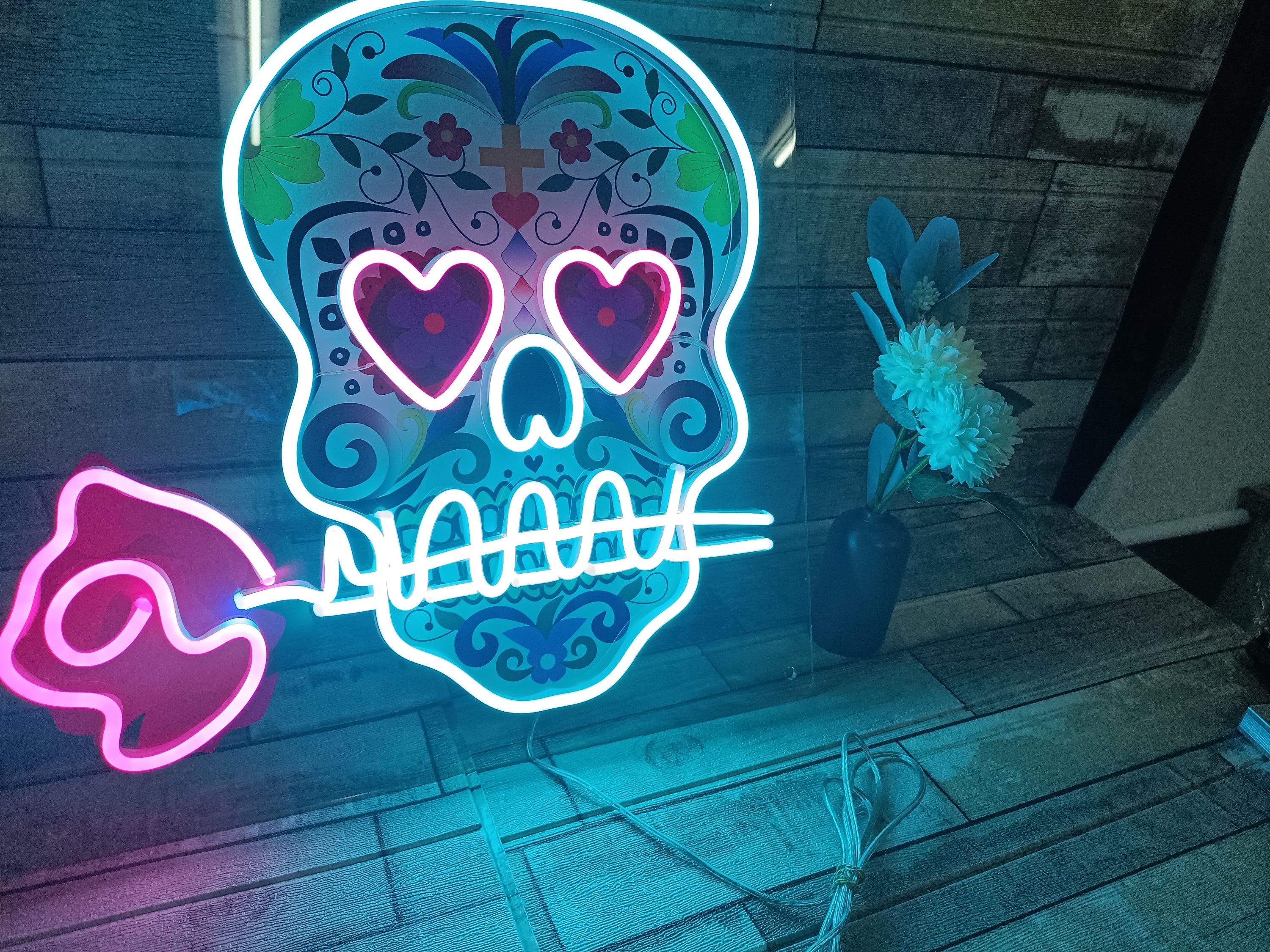 Calavera signo de neón luz de neón personalizada | Etsy