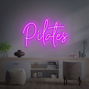 Insegna al neon Pilates, insegna al neon artistica fatta a mano personalizzata, logo aziendale per decorazioni murali, luce al neon a LED personalizzata