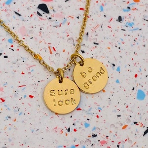 sure look be grand engraved disc necklace