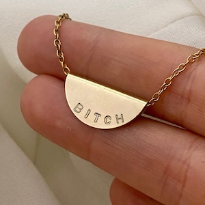 Bitch Necklace | Custom Word Necklace | Engraved Personalised Name Necklace | Funny Rude Gift | Customised Jewelry Personalised Gift for Her