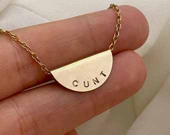 Hand Stamped Raw Brass Necklace: Personalized Jewelry Gift
