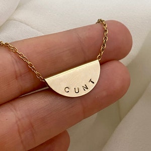 CUNT Hand Stamped 100% Raw Brass Necklace. Custom Personalised Jewellery. Womens Mens Gift Jewelry. Personalized necklace Engraved Jewelry