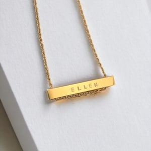 Personalisierte Bar Halskette: 18 Karat Gold oder Silber Namensschild