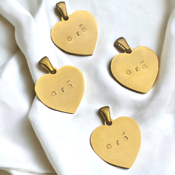 Grá Irish Love Heart Necklace. Gold and Silver Engraved Hand Stamped Jewellery. Romantic Gift for Her. Waterproof Personalised Heart Chain