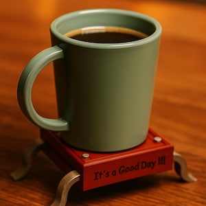 3D Printed Coffee Mug Holder: Engraved Desk Decor STL Files (Digital Download)