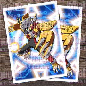 Protège-cartes personnalisés Digimon Megaman x Wargreymon (taille standard) 50 carats
