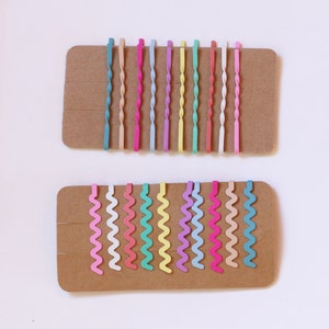 Small Colorful  Bobby Pins for Kids - 10 colorful twisted/wiggly set - Matte Hair Pins/Barrettes/Hair Accessories