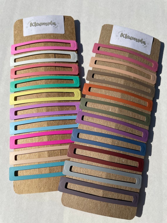 RECTANGULAR Hair Clips  - 10 color PASTEL/CORLORFUL set - Bobby Pins/Matte Hair Pins/Barrettes - Hair Accessories