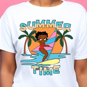 Betty Boop Shirt, Cute Summer Betty Boop Shirt, Retro Vacation Shirt, Beach Shirt, Aesthetic Summer T-Shirt, Tropical Shirt Gift For Her
