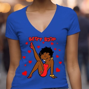 Shirt Betty Boop, T-shirt Betty Boop, shirt Betty Boop met hart, Betty Boop Valentine-v-hals, Betty Boop dameskleding, valentijnscadeau
