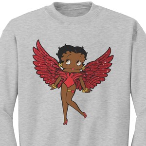 Betty Boop Sweatshirt, Valentine Sweatshirt, Betty Boop Womens Sweatshirt, Betty Boop with Angel Wings Sweatshirt, Valentines Gift For Her