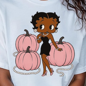 Cute Betty Boop Tshirt, Betty Boop Fan Gift, Halloween Glam Shirt, Betty Boop Merch Graphic Tee, Halloween Pumpkin Shirt, Halloween Gift