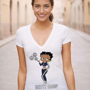 Betty Boop Shirt, Cute Betty Boop Party Shirt, Betty Boop Womens V-Neck, Betty Boop Graphic Shirt, Valentines Day T Shirt, Womens Clothing