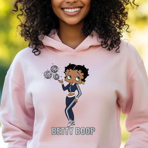 Betty Boop Hoodie, Betty Boop Womens Hoodie Gifts for Her, Cute Betty Boop Graphic Hoodie Streetwear Hoodie, Digital Print Valentine Hoodie