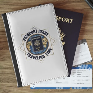 Traveling Time レザーパスポートカバー、パスポートケース、パスポートホルダー、カードホルダー、パスポートウォレット、彼女への旅行ギフト、バレンタインギフト