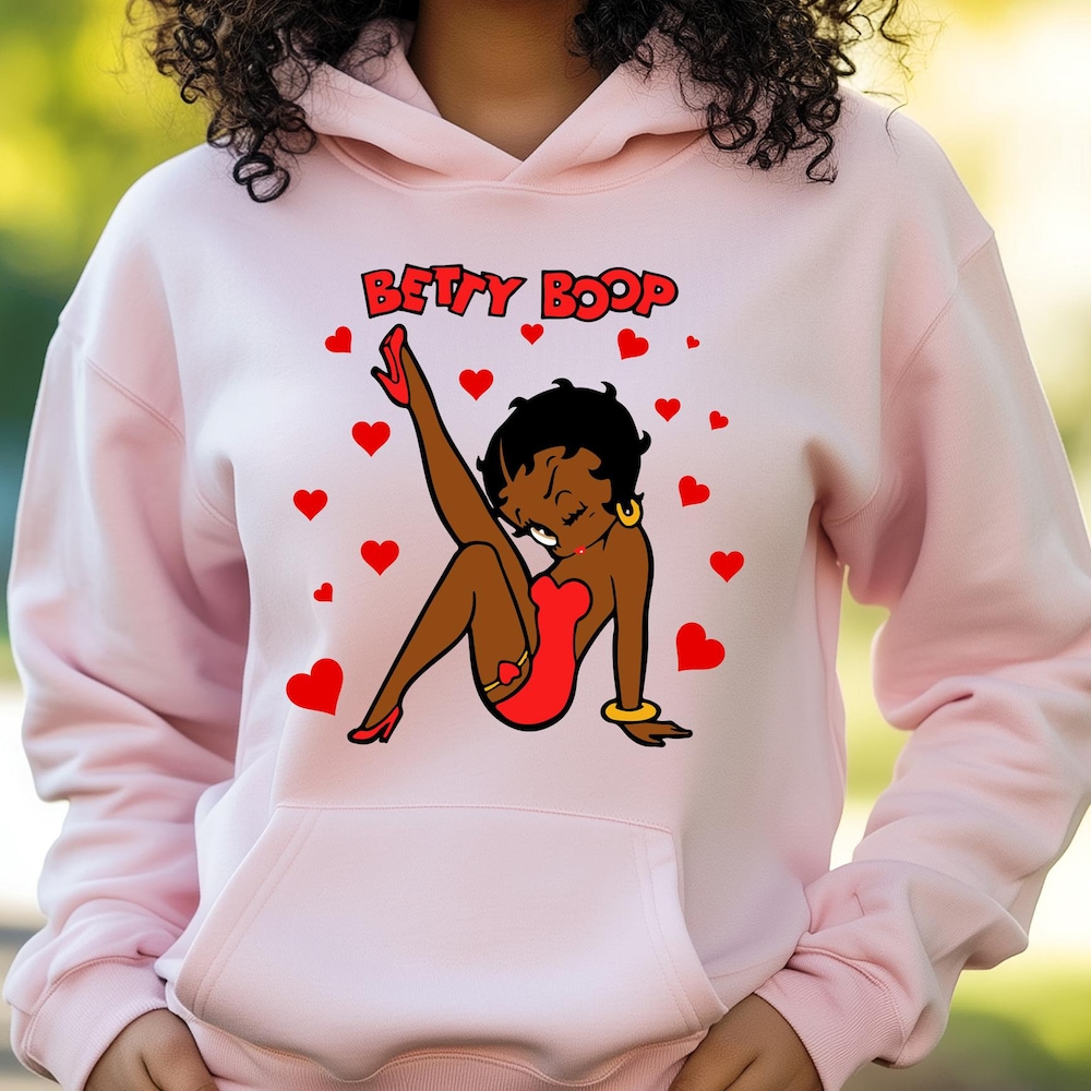 Betty Boop Hoodie, Betty Boop With Heart Hoodie, Betty Boop Womens Hoodie Valentines Hoodie Womens Clothing Valentines Gift For Her Alwaysky Team