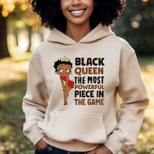 Betty Boop Hoodie, Black Girl Hoodie, Black Queen Hoodie, Betty Boop Shirt, Womens Clothing, Birthday Gift, Black Art Prints, Printed Hoodie
