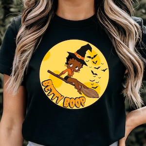 Funny Witch Betty Boop Shirt, Betty Boop Halloween Shirt, Funny Halloween Gift For Her Betty Boop Womens Shirt, Witchy Spooky Season Shirt