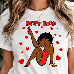 Schattig Betty Boop-shirt, Betty Boop-t-shirt, Betty Boop met hart-shirt, damesshirt, Valentijnsshirt, dameskleding, valentijnscadeau
