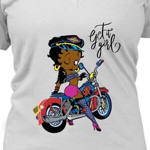 Betty Boop Motorcycle, Betty Boop Black Girl Shirt, Betty Boop Merchandise, Betty Boop Shirt, Printed Graphic Tee, Betty Boop Gift for Her
