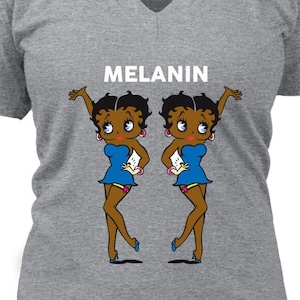 Betty Boop Shirt,  Cute Betty Boop Shirt, Afro Girl Design, Melanin Betty Boop Merchandise, Valentines Day T-Shirt, Betty Boop Womens V-Neck