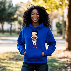 Betty Boop Design Casual Hoodie För Damkläder, Betty Boop Tecknad Grafisk Hoodie, Serietidningar Wonder Woman Casual Hoodie, Julklapp Royal