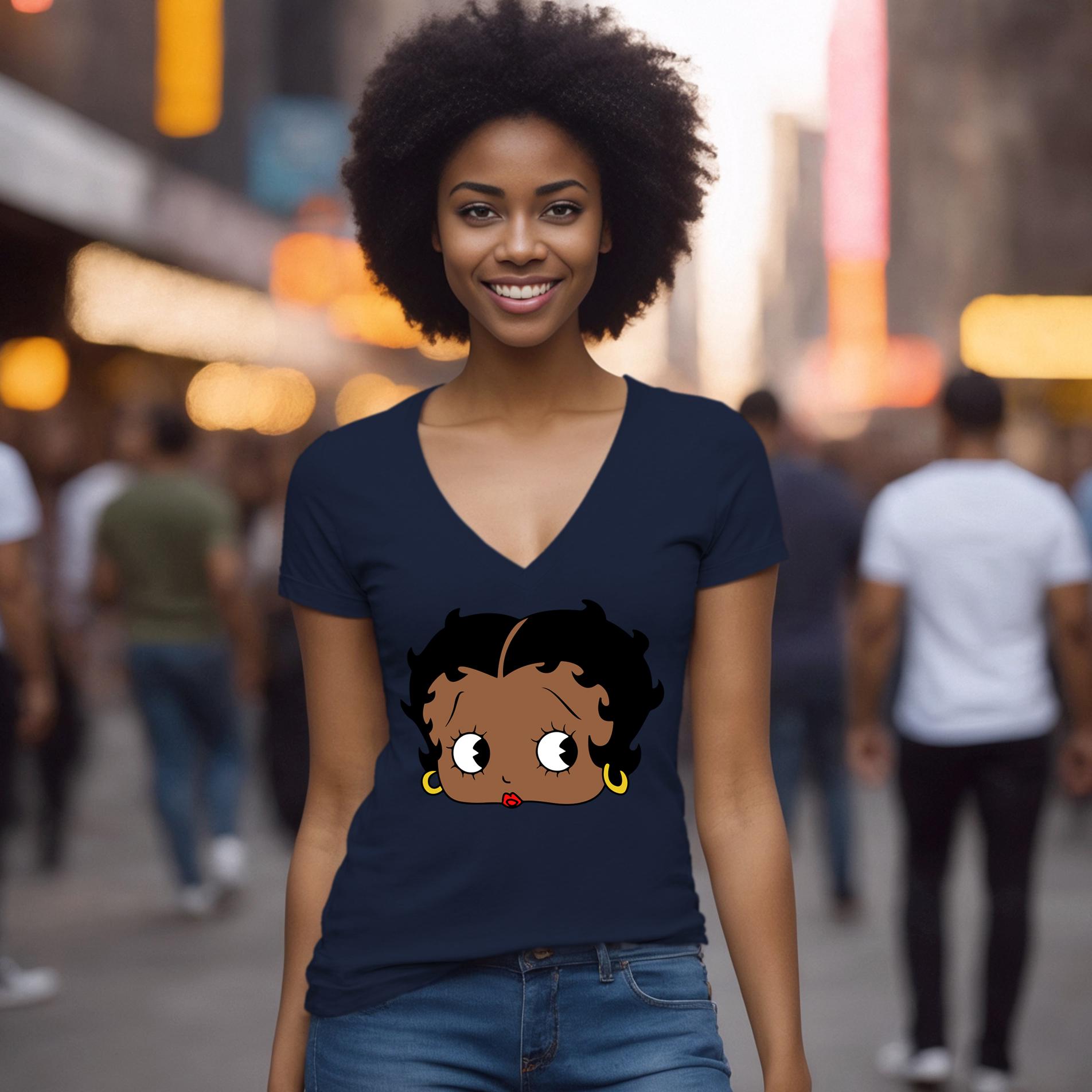 Betty Boop T-shirt, Black Women V-neck Tee, Black Pride Gift - Etsy