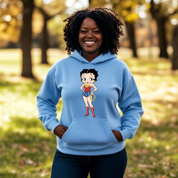 Betty Boop Design Casual Hoodie For Womens Clothing, Betty Boop Cartoon Graphic Hoodie, Comics Wonder Woman Casual Hoodie, Christmas Gift
