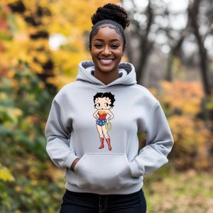 Betty Boop Design Casual Hoodie För Damkläder, Betty Boop Tecknad Grafisk Hoodie, Serietidningar Wonder Woman Casual Hoodie, Julklapp Ash
