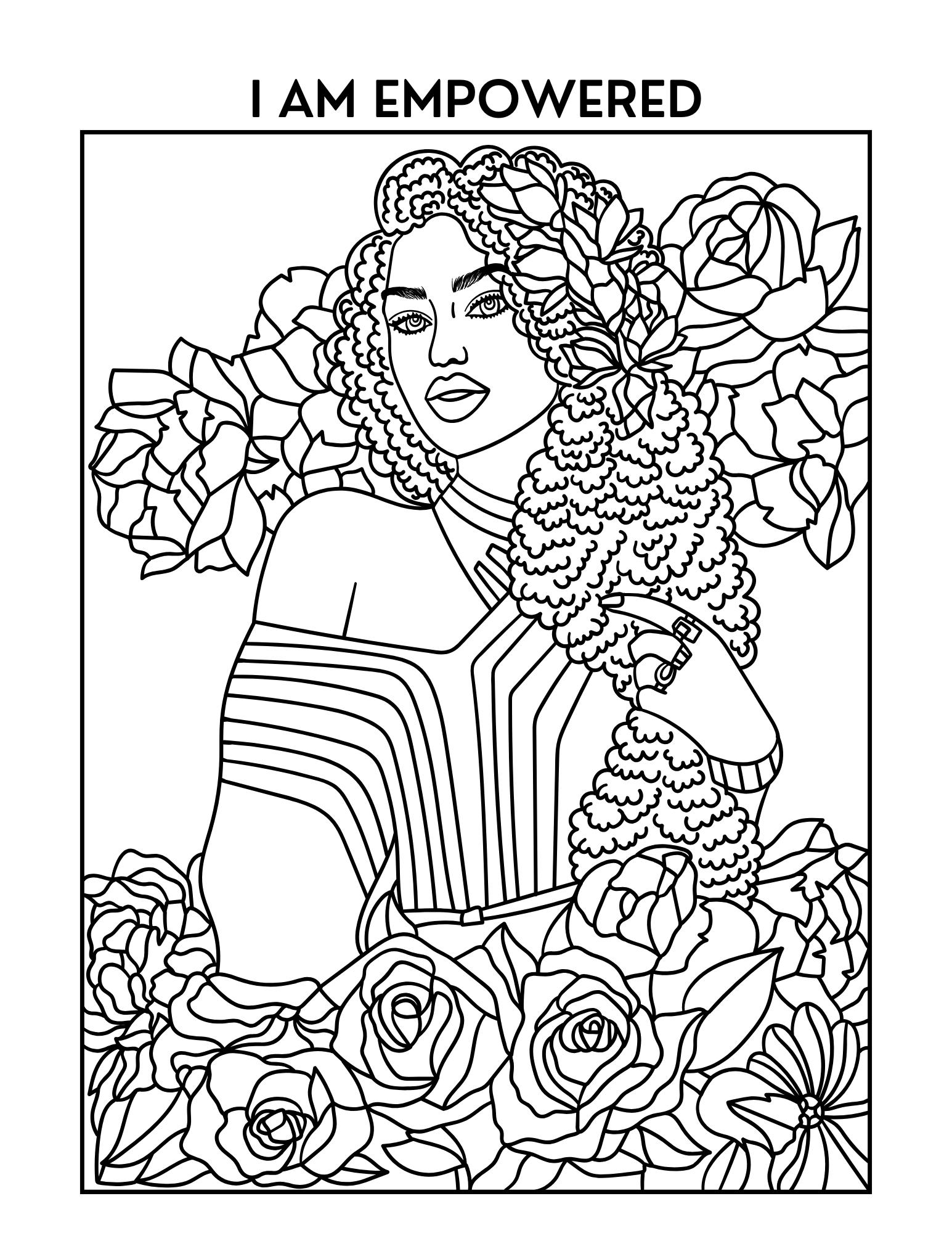 Black Girl Affirmation Coloring Pages, Self Love Digital Art Download ...