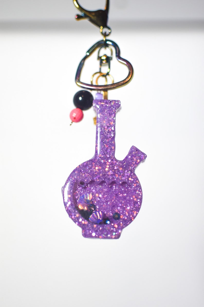 Resin Mermaid scale bongwater pipe keychain