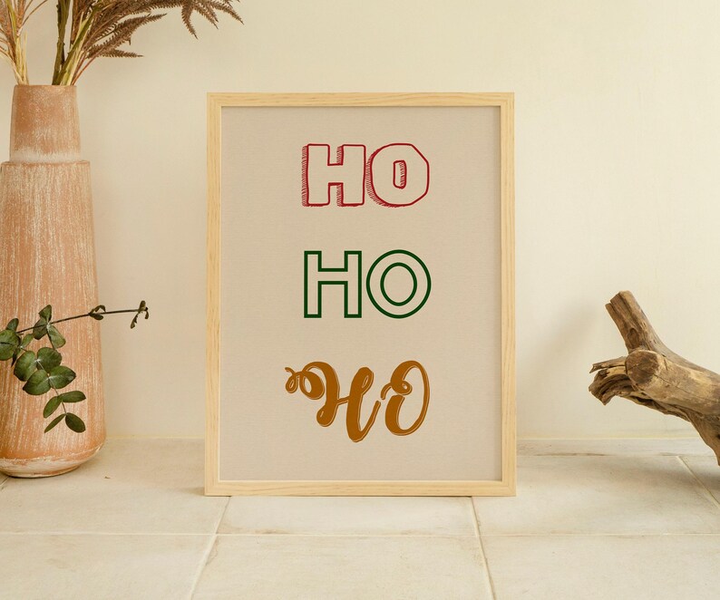 Christmas Print, Printable Wall Art Santa, Winter Trendy Wall Decor, Ho