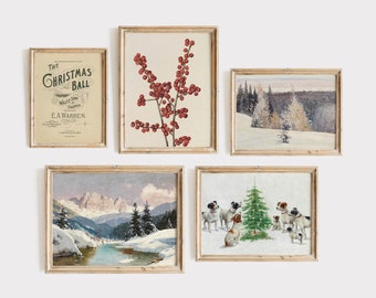 Weihnachten Gallerie Wall Set, Vintage Winter Weihnachtsdruck, druckbare Wall Art Set