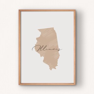 Afdrukbare muurkunst kaart staat Illinois