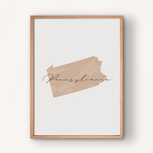 PA Pennsylvania State Map Wall Art Printable