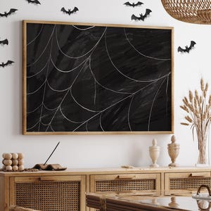 Halloween Print Spider Web Horizontal | Spooky Home Decoration | Printable Wall Art Grunge | Digital Download
