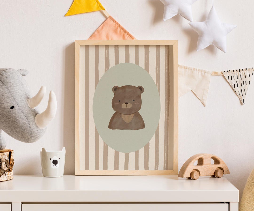 Nursery Print Baby Bear | Printable Wall Art | Cozy Neutral Kids Room ...